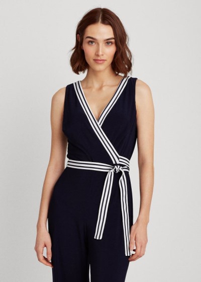 Jumpsuits Ralph Lauren Mujer Azul Marino - Surplice Jersey - MDIOB9840